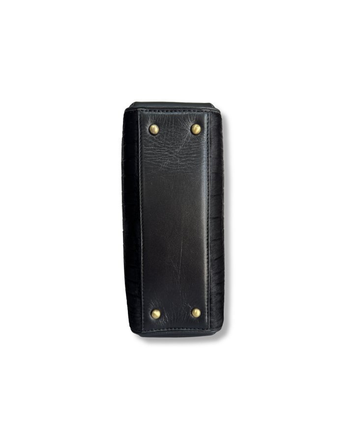 Ambridge Luxe: Black Croc Embossed Hair on Hide