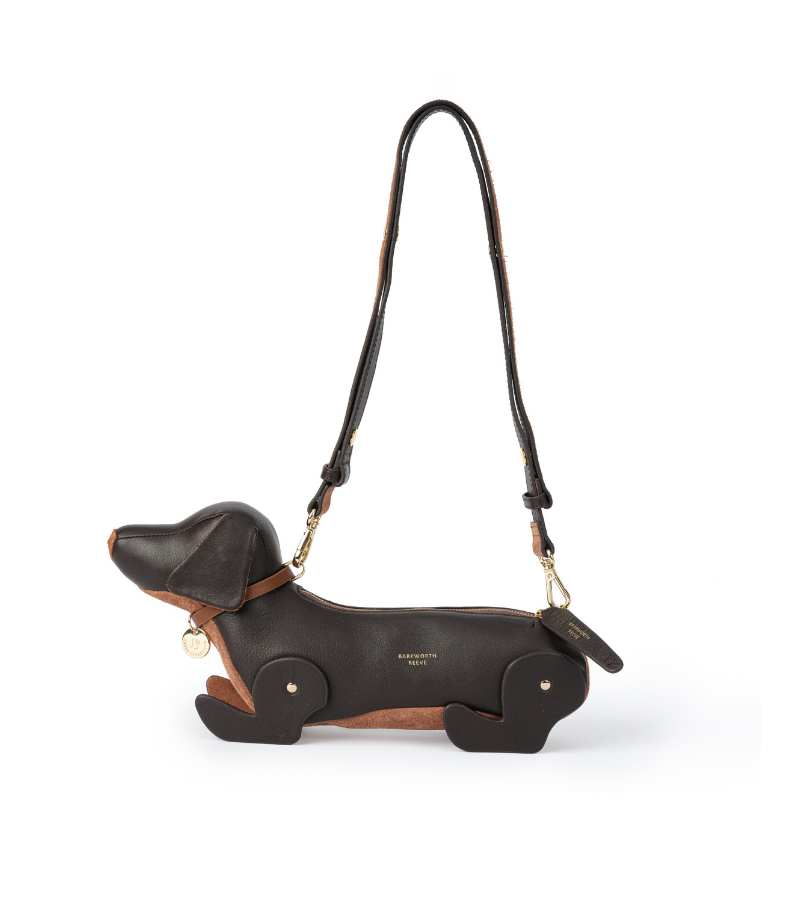 Hugo Sausage Dog Bag in Chocolate Grain