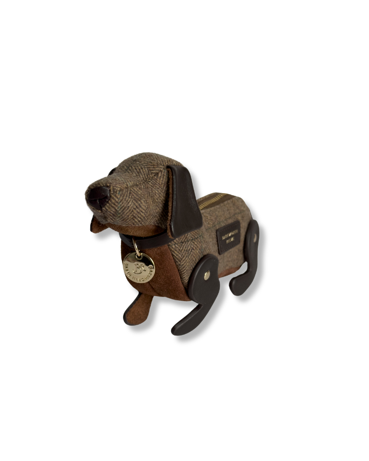 Doogle the Puppy Purse, in Tweed & Tan Suede