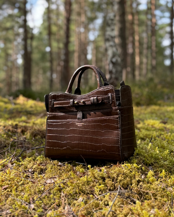 Ambridge in Chocolate Croc Embossed Leather