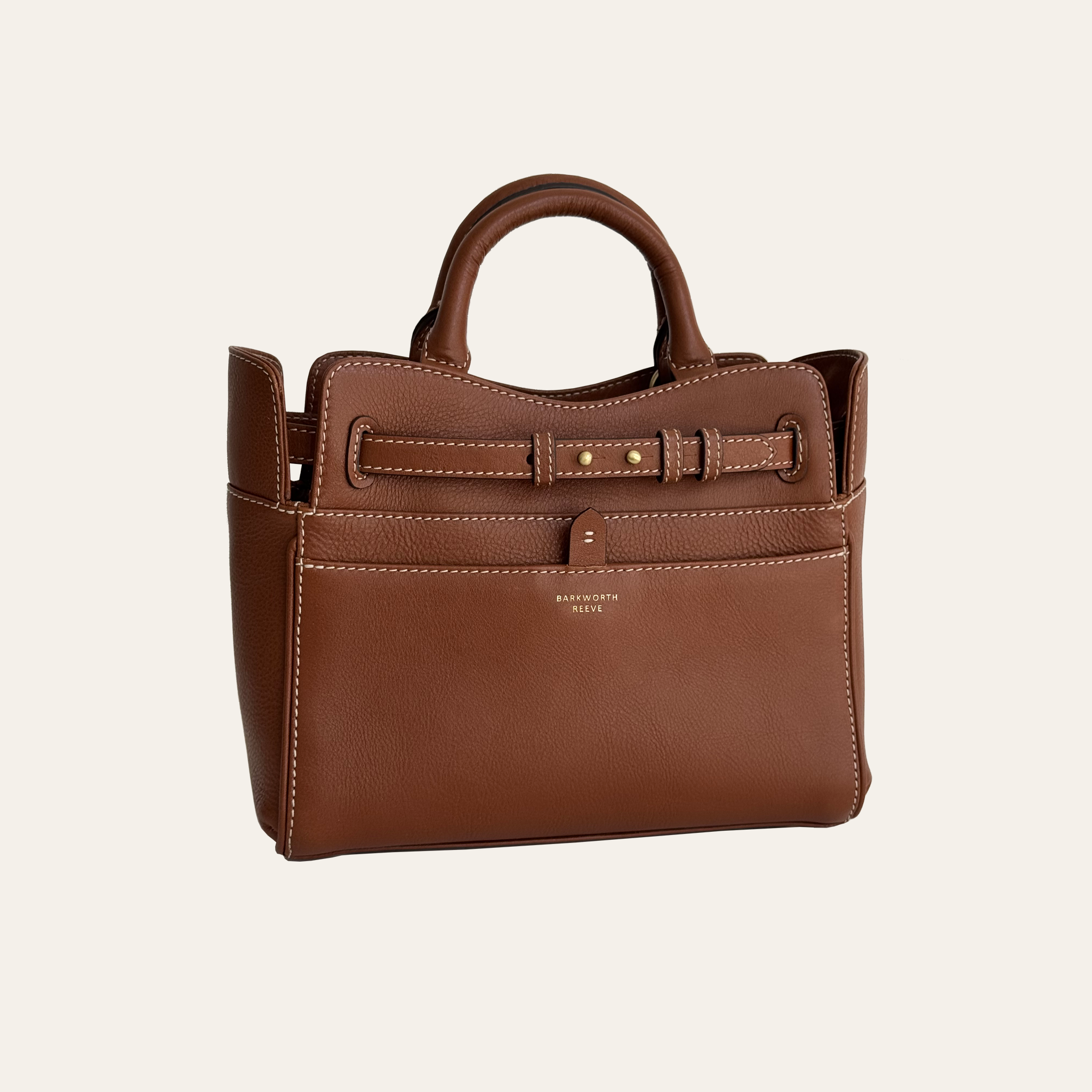 Ambridge Tan Leather Handbag with Detachable Cross Body Strap