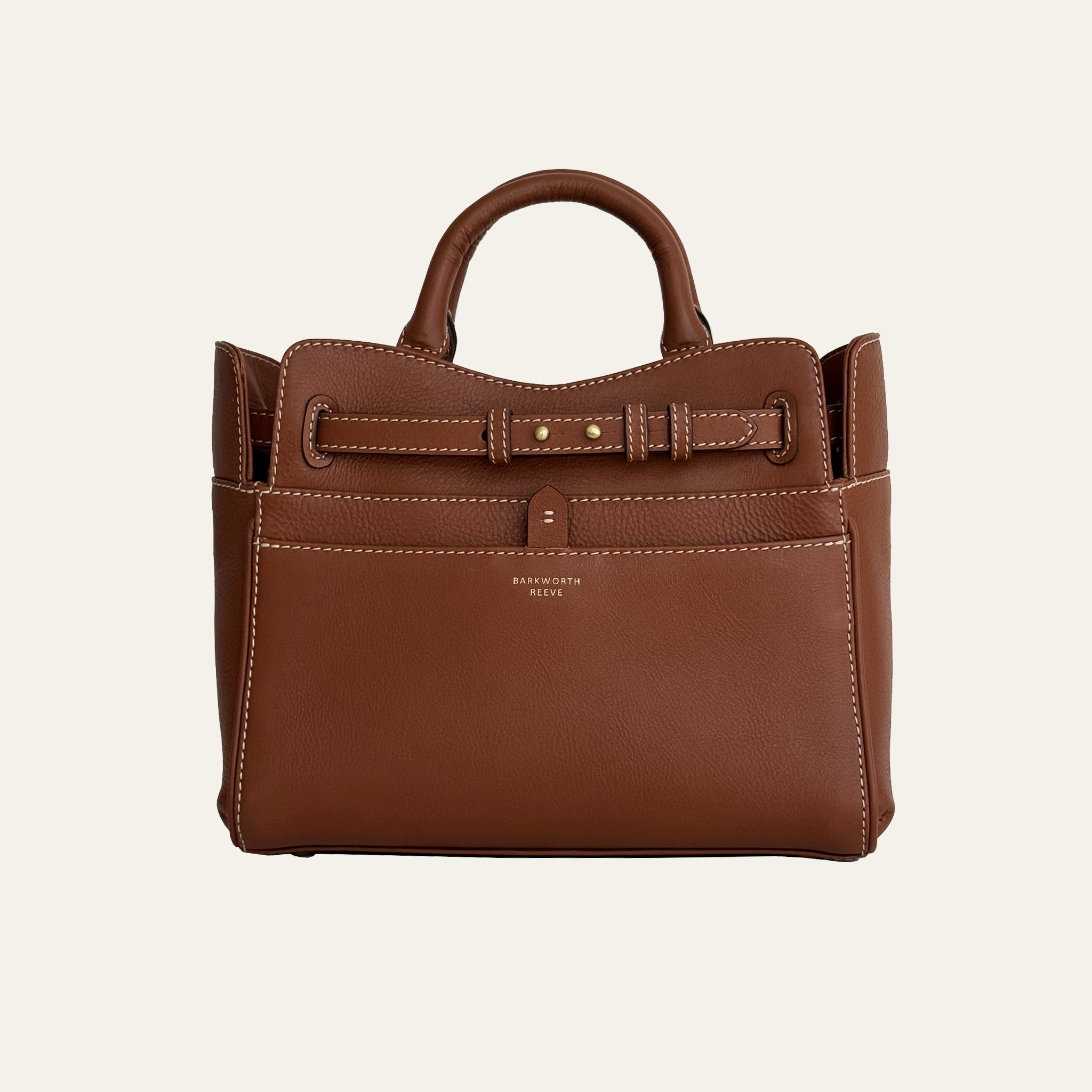 Ambridge Tan Leather Handbag with Detachable Cross Body Strap