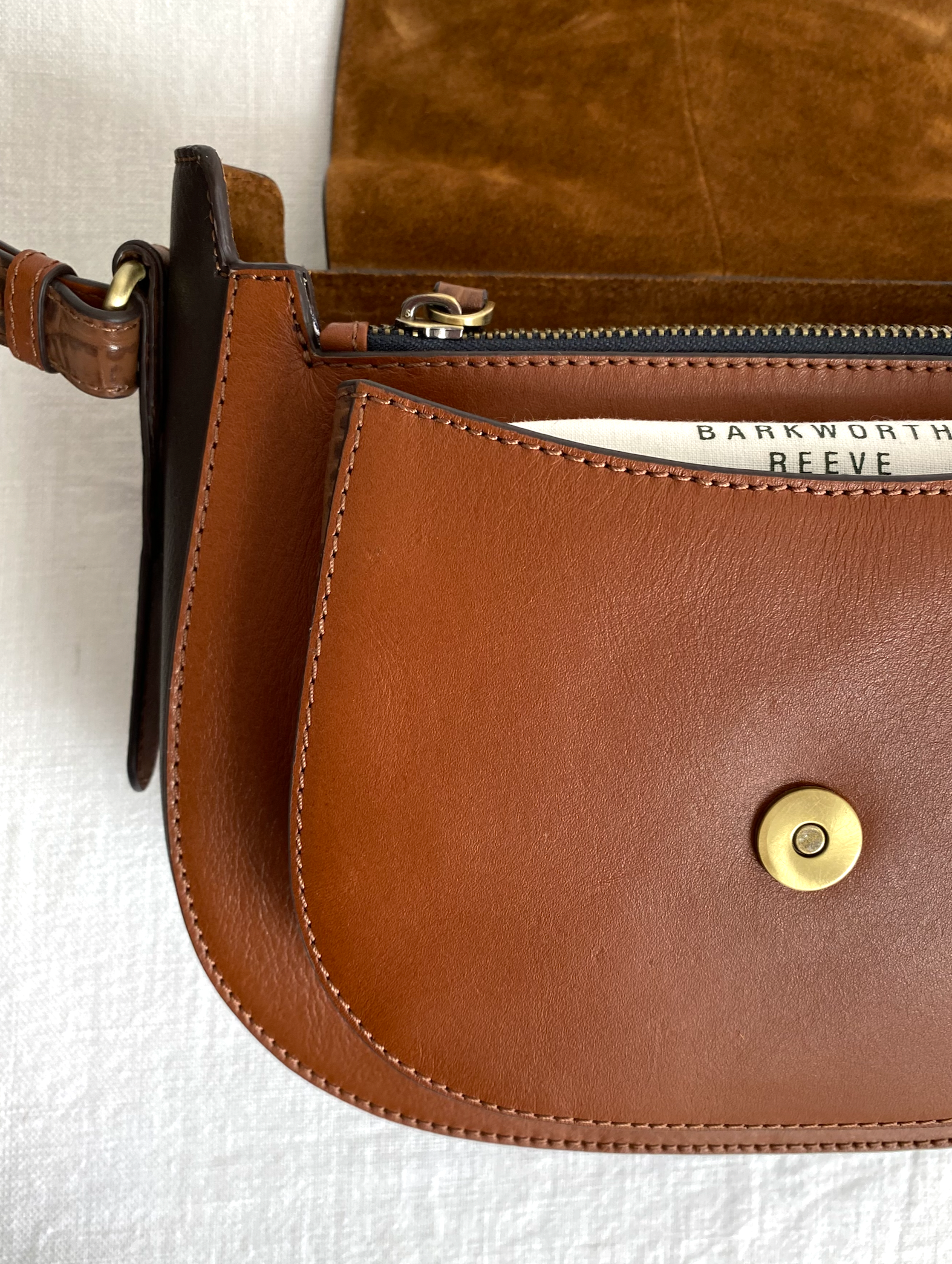 Belton Saddle Bag in Tan Leather with Adjustable & Detachable Shoulder Strap