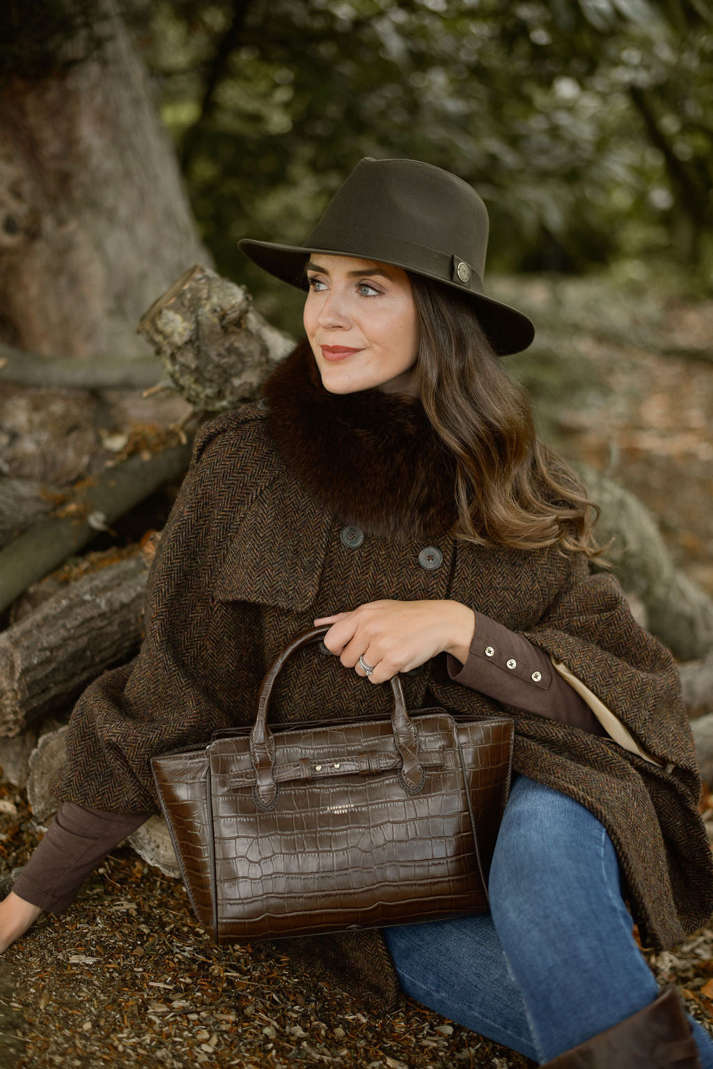 Thimbley Fedora in Scottish Waxed Cotton Canvas - Olive