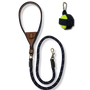Dog lead with intergrated treat pouch and ball holder with tennis ball