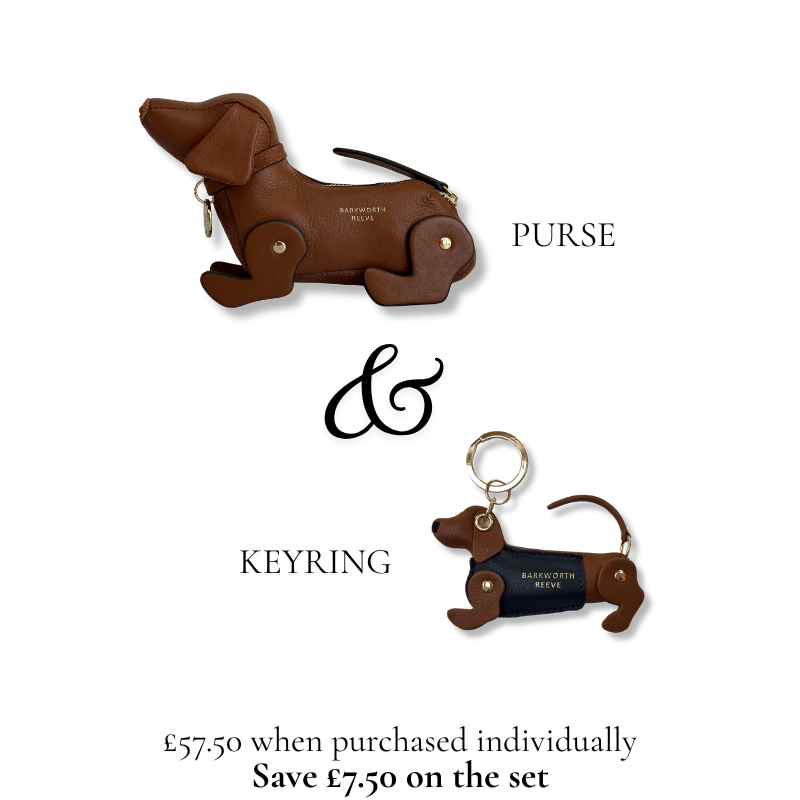 Mini Tan Sausage Dog Gift Set (Doogle Purse & Keyring).