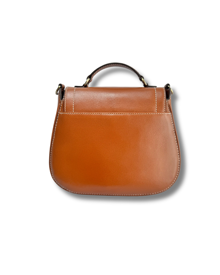 Felperhsam Saddle Bag in Tan Polished Estate Leather