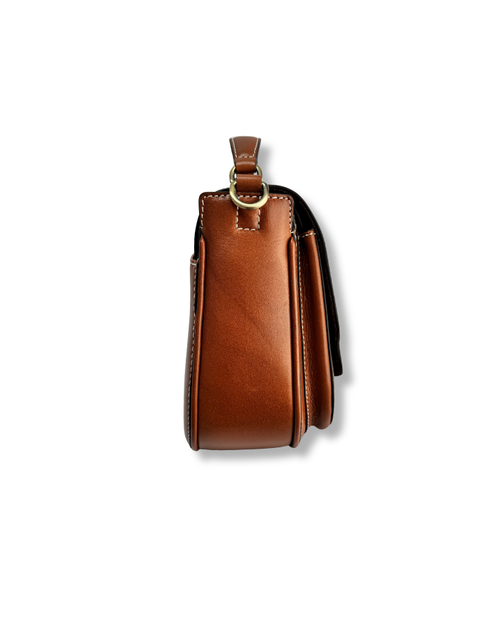 Felperhsam Saddle Bag in Tan Polished Estate Leather