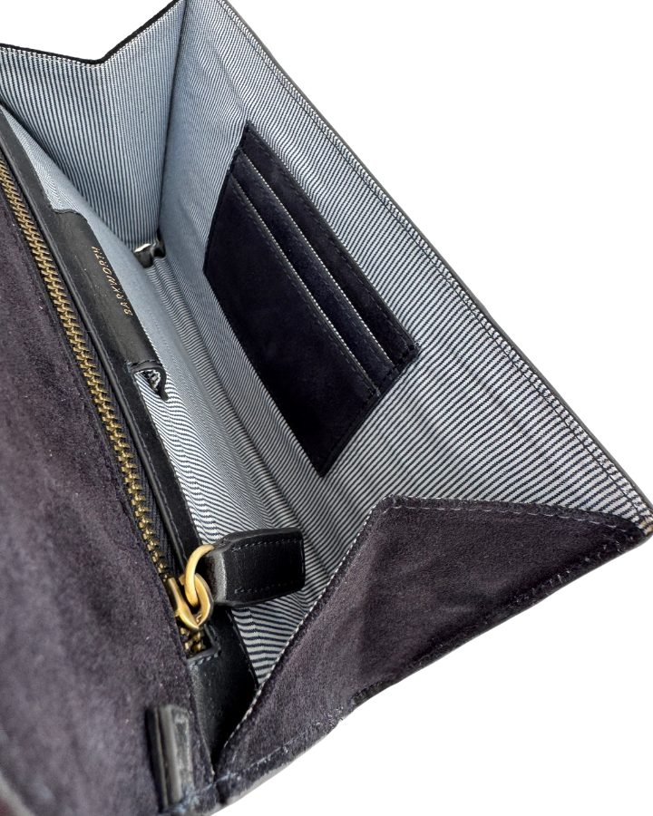 Foxley Clutch in Navy Croc Embossed Leather
