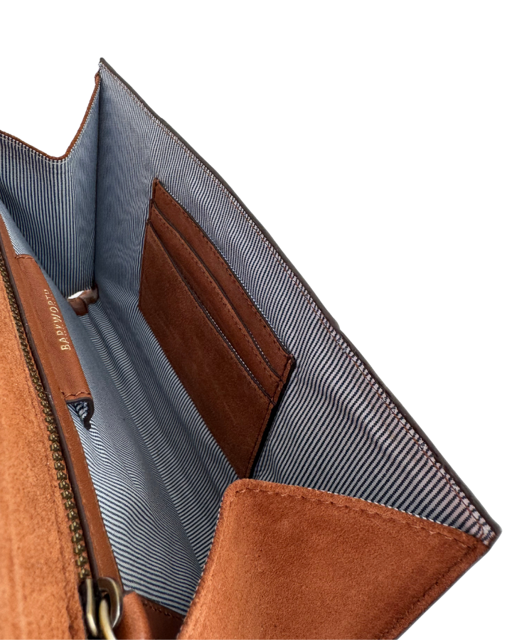 Foxley Clutch in Tan Croc Embossed Leather