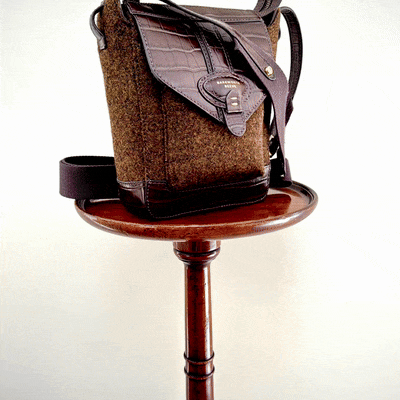 Hackthorn Cross Body in Tweed & Embossed Chocolate Croc