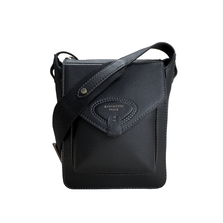 black cross body bag with cross body webbing strap