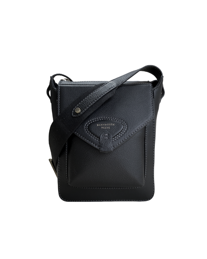 black cross body bag with cross body webbing strap