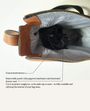 bag open with zip and stripey inteiror lining