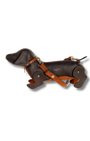 Chocolate Leather sausage dog handbag with leather strap