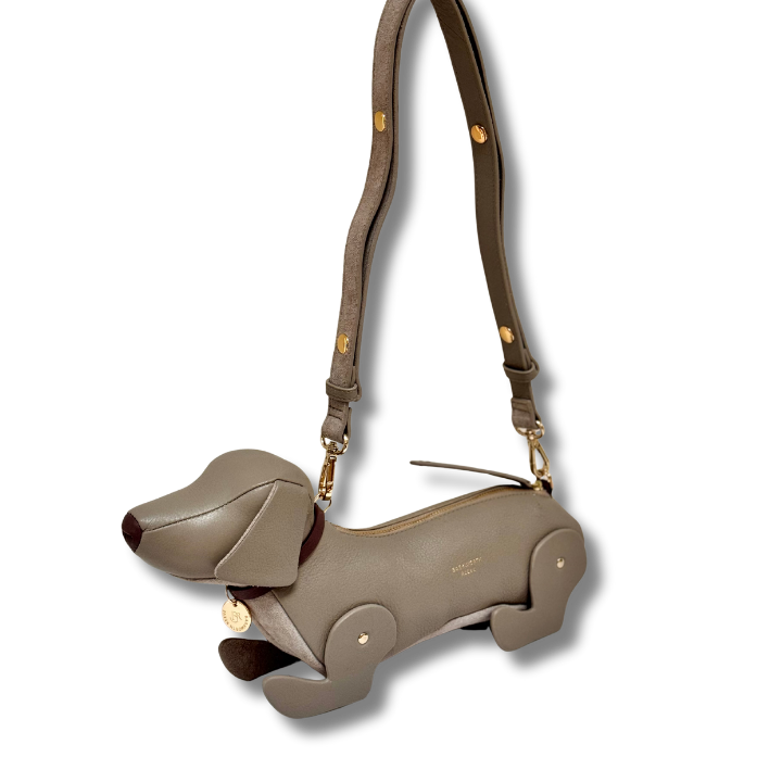 Hugo Sausage Dog Bag in Isabella Grey Grain