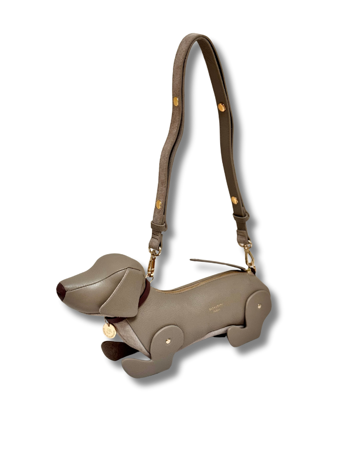 Hugo Sausage Dog Bag in Isabella Grey Grain