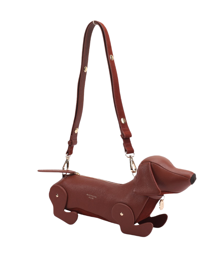 Hugo Sausage Dog Bag in Conker Red Grain