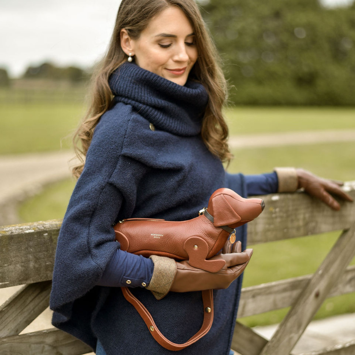 Blakely Knitted Poncho in Navy Wool Blend
