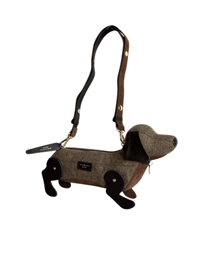 Hugo Sausage Dog Bag in Herringbone Tweed