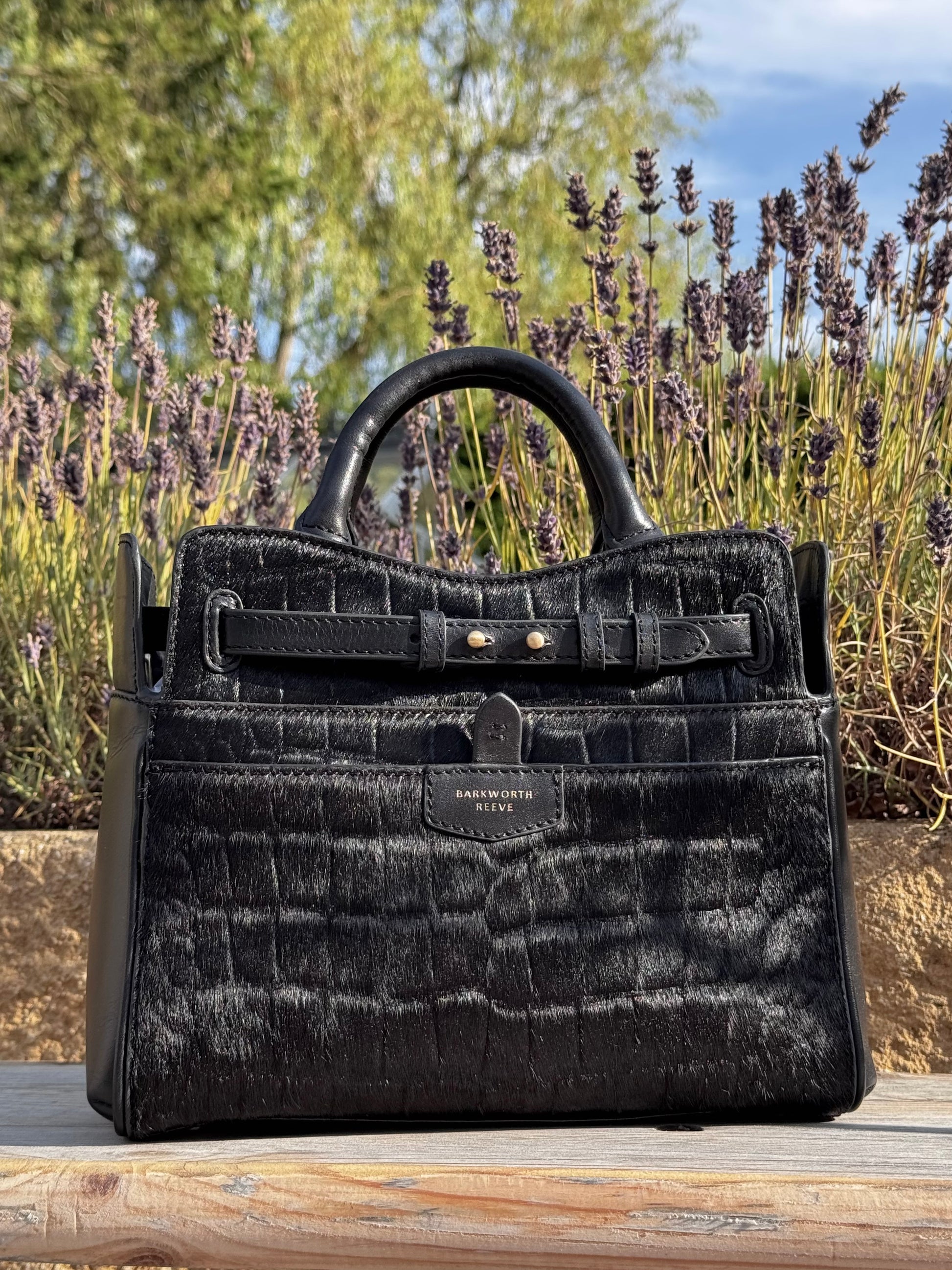 Ambridge Luxe: Black Croc Embossed Hair on Hide
