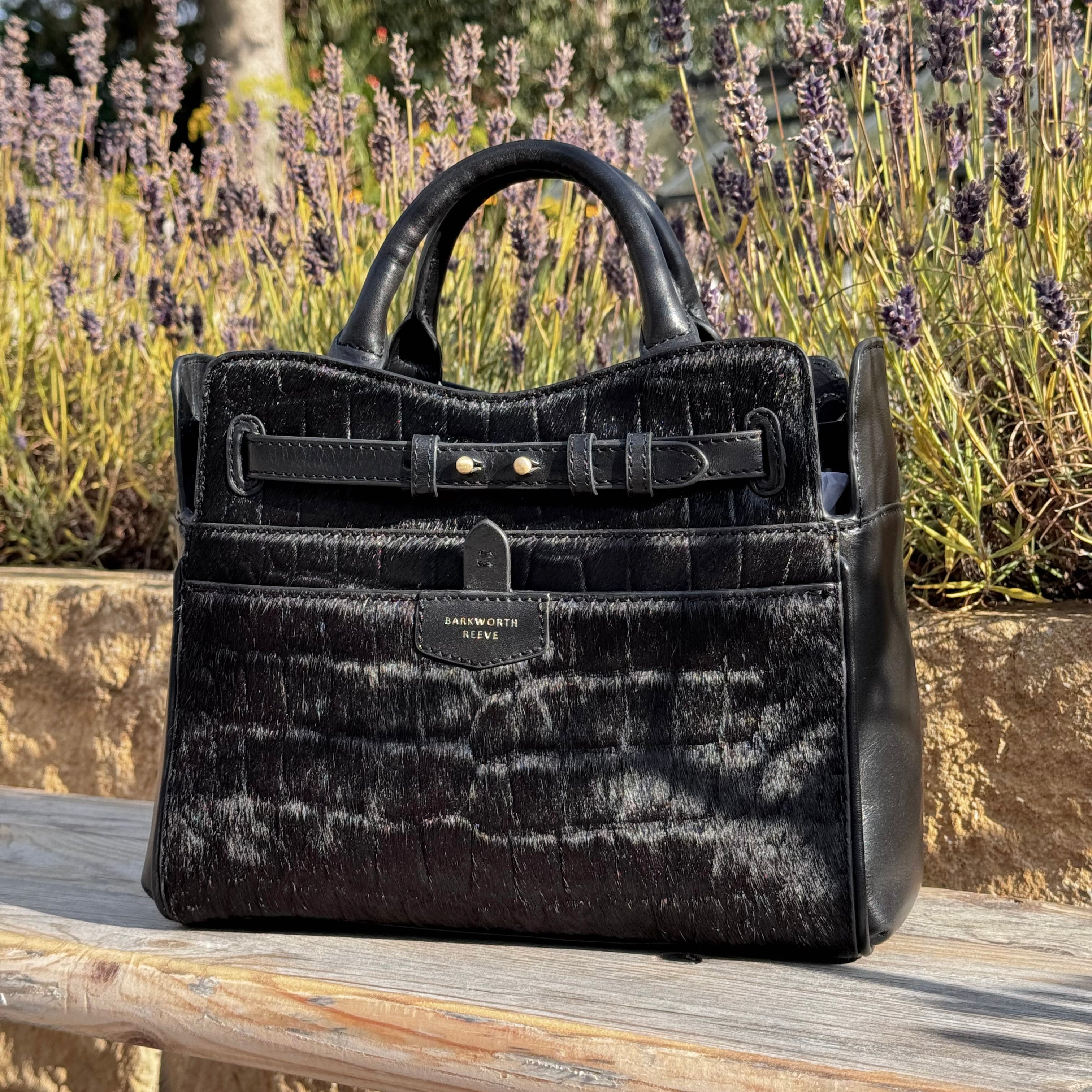 Ambridge Luxe: Black Croc Embossed Hair on Hide