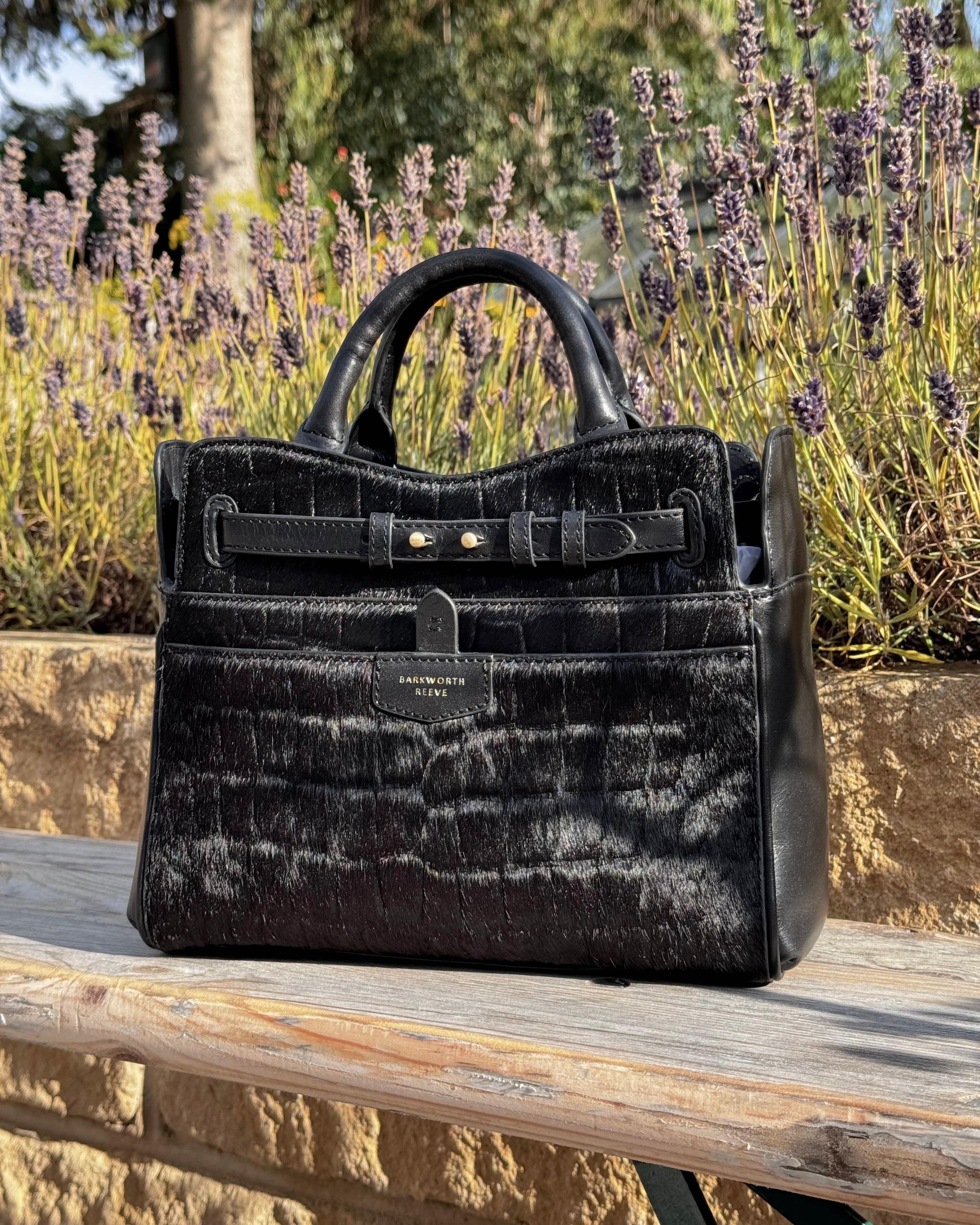 Ambridge Luxe: Black Croc Embossed Hair on Hide