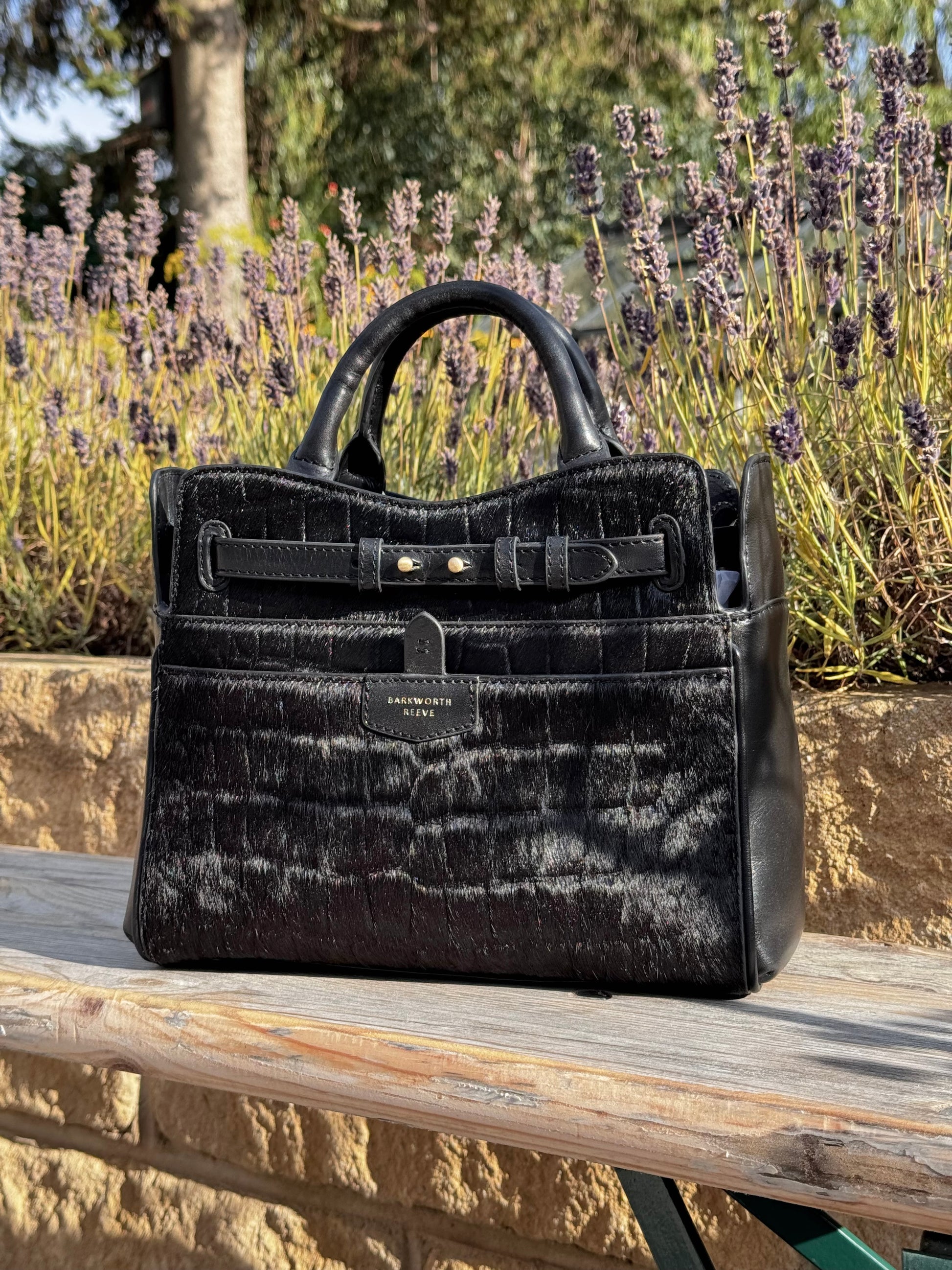 Ambridge Luxe: Black Croc Embossed Hair on Hide