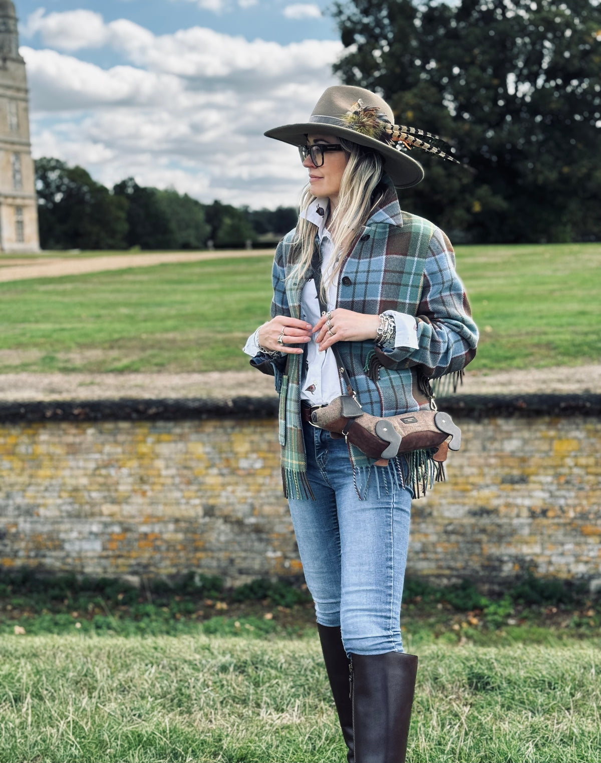 Hugo Sausage Dog Bag in Herringbone Tweed