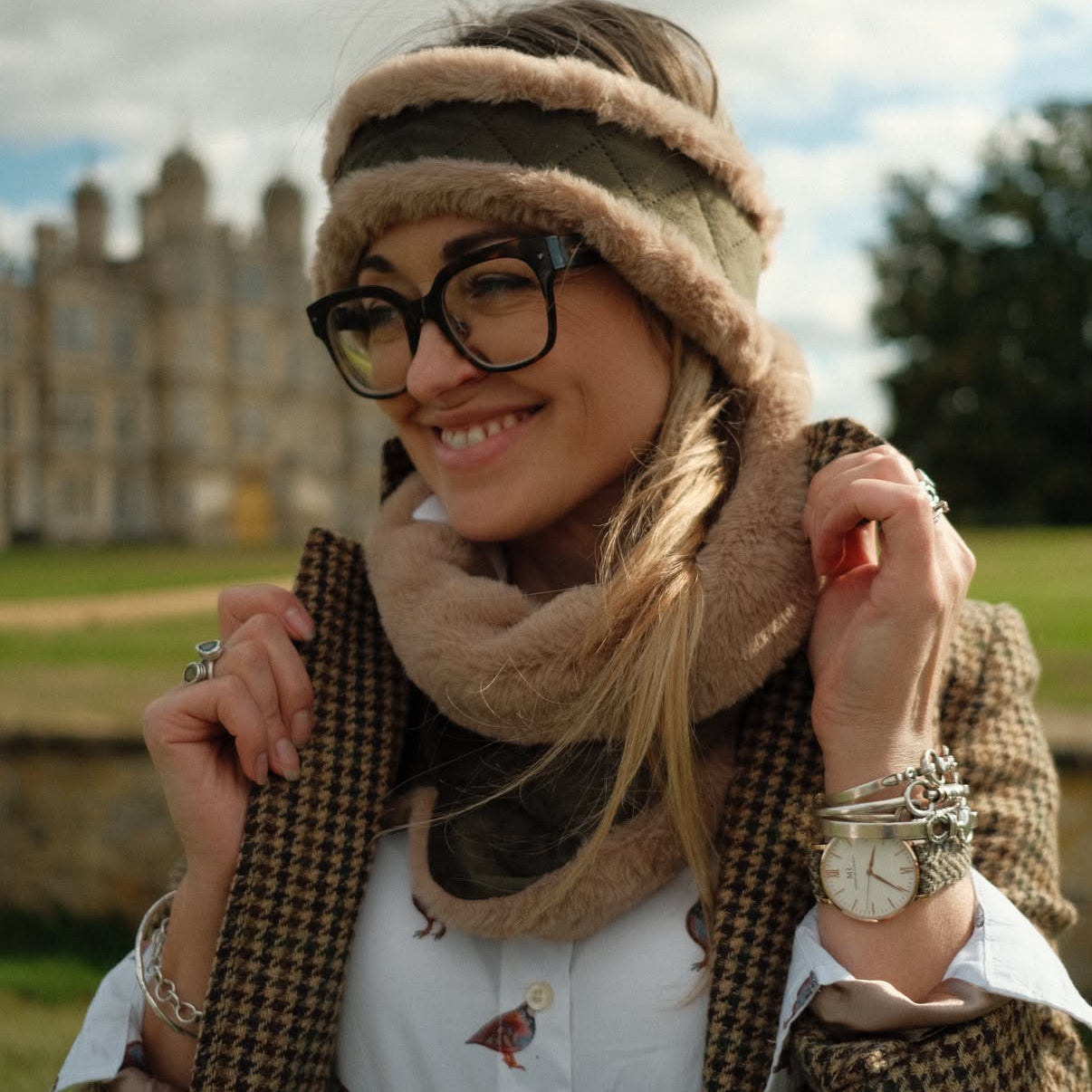 Wilding Reversible Velvet & Faux Fur Headband in Olive & Fawn