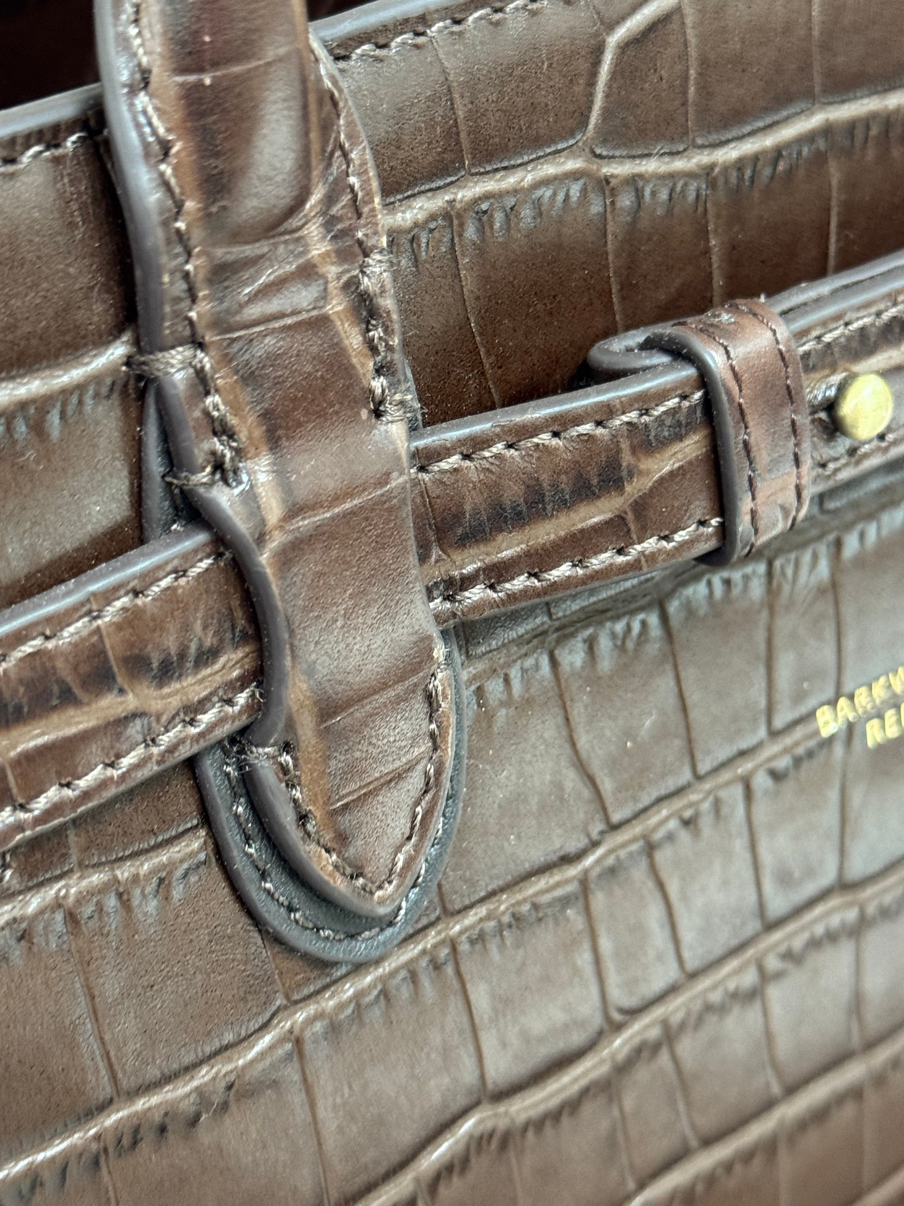 Middleton Leather Handheld Bag in Chocolate Croc with Detachable Shoulder Strap (Copy)