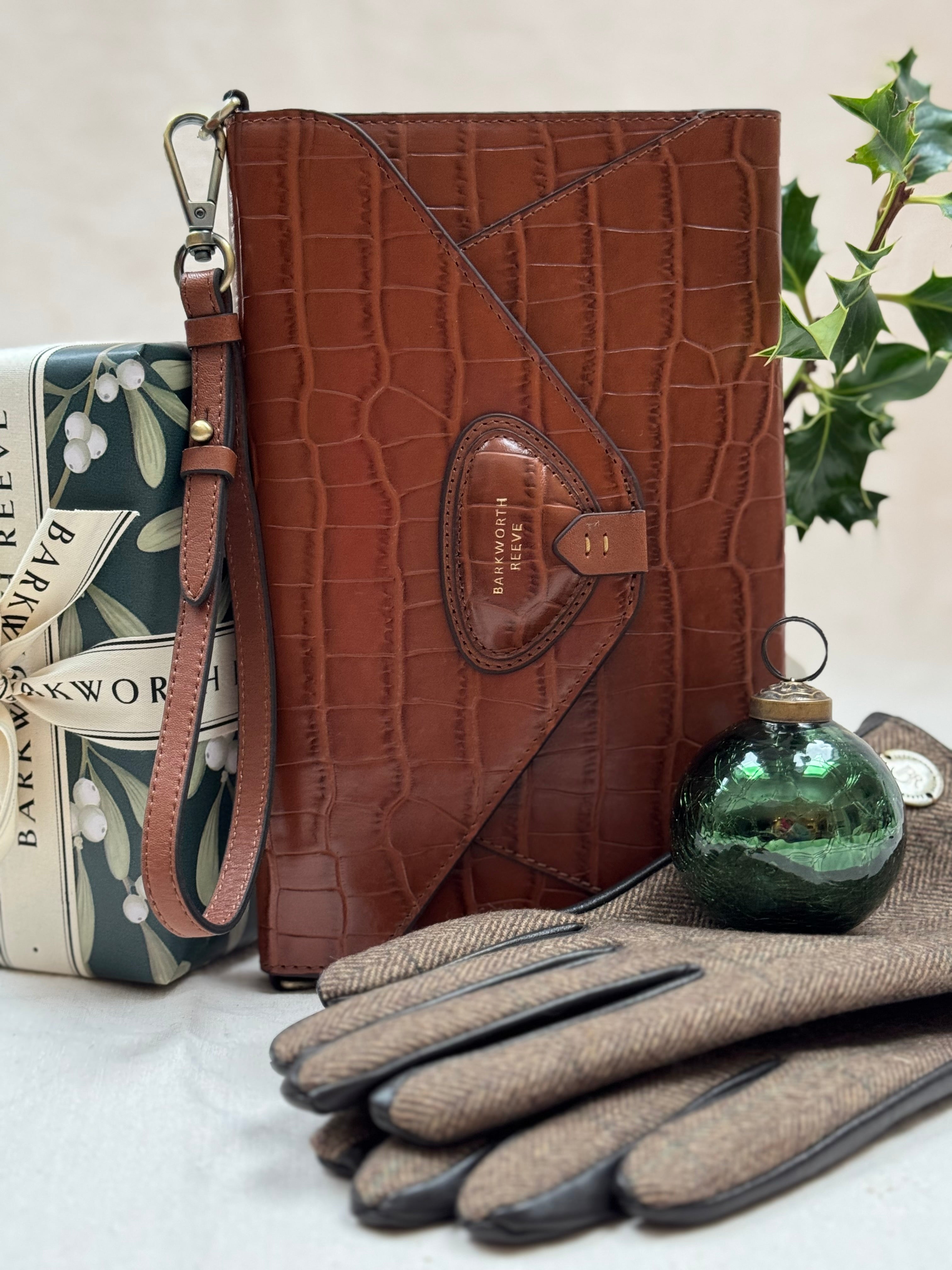 Foxley Clutch Bag and Tweed & Leather Gloves