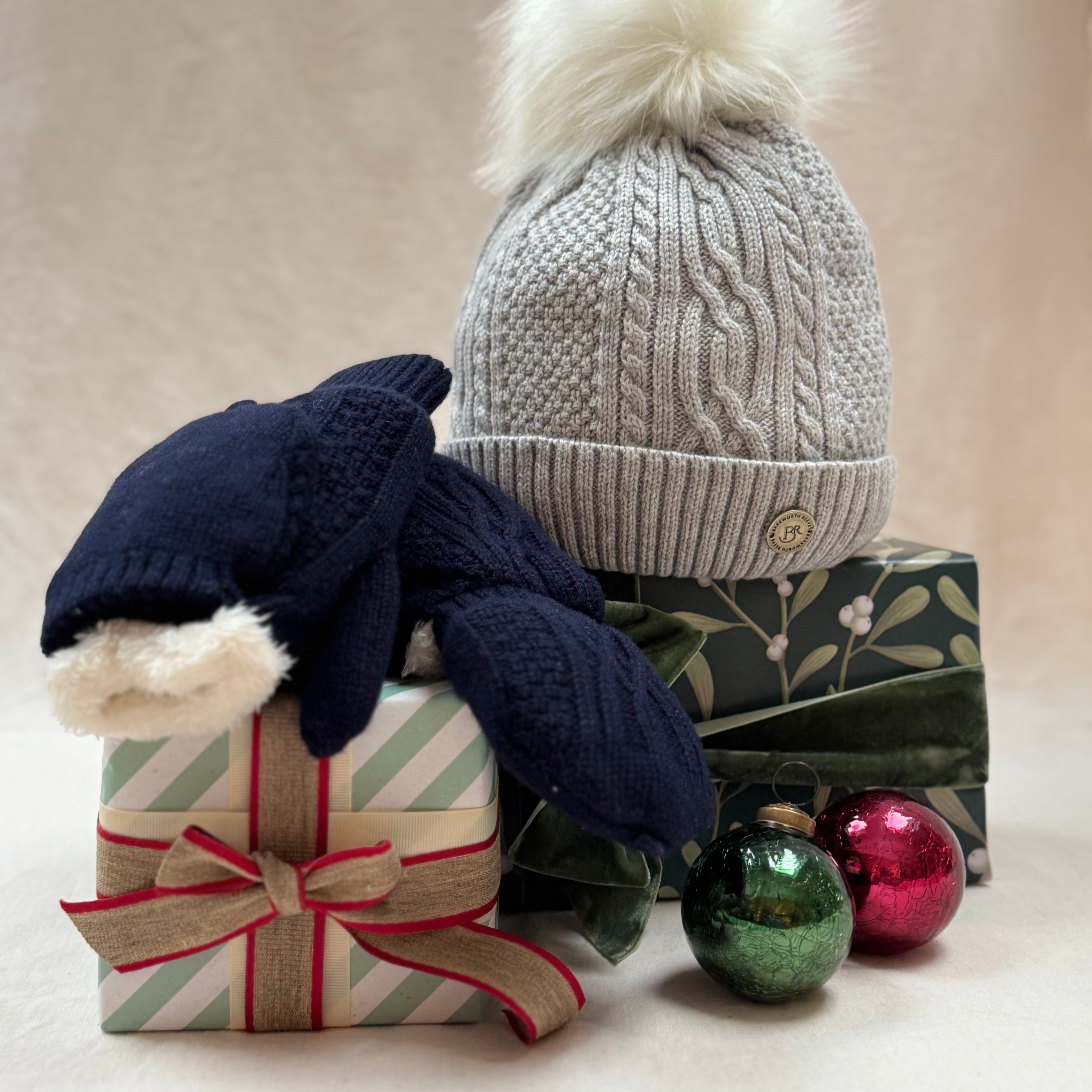 Cosy Bobble Hat and Lined Mitt Set
