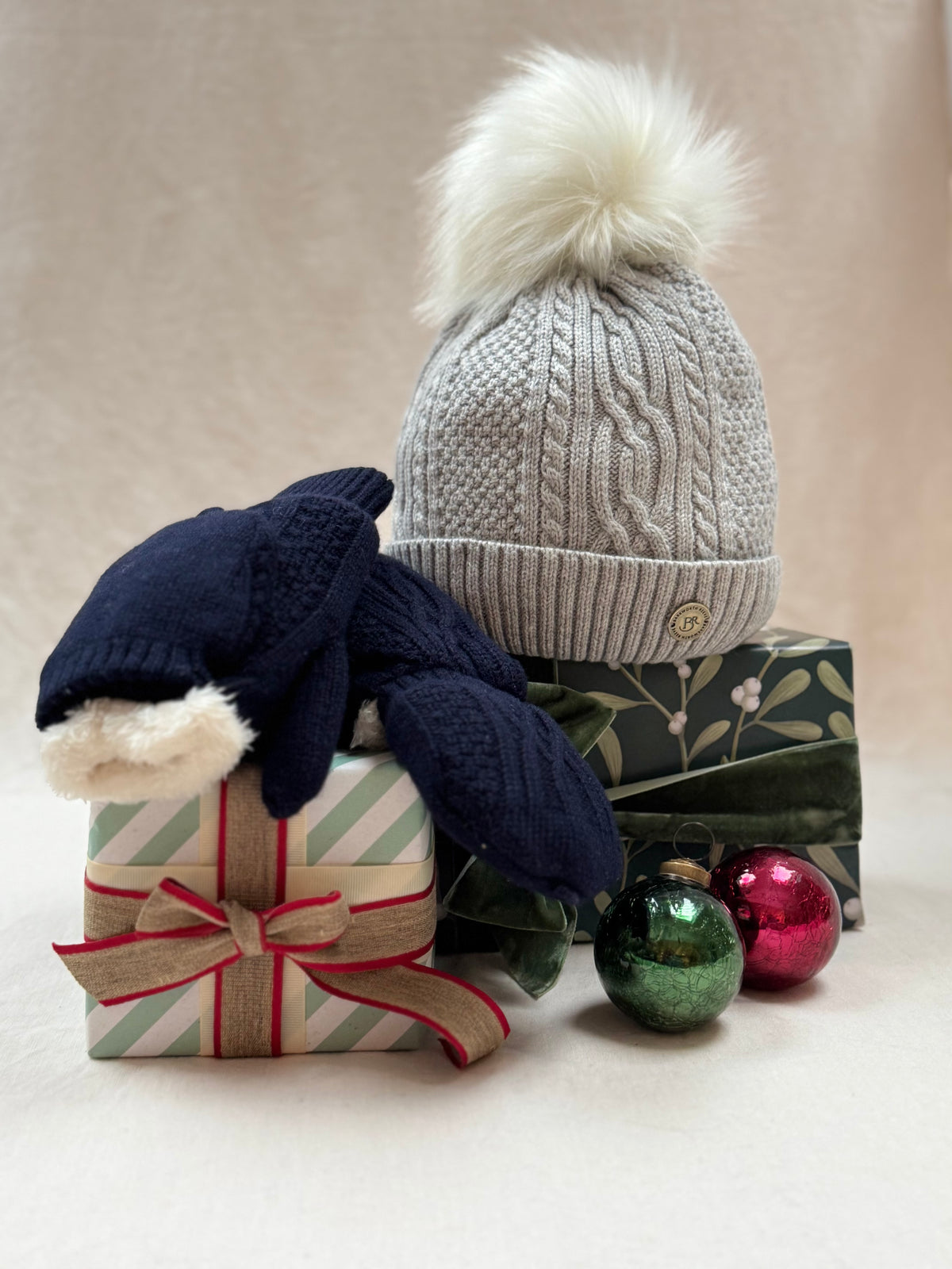 Cosy Bobble Hat and Lined Mitt Set
