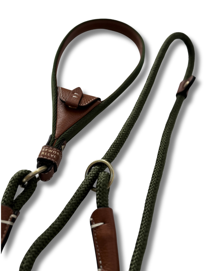 Faldingworth Slip Lead In Olive & Tan Grain