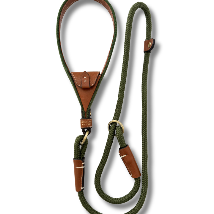 Faldingworth Slip Lead In Olive & Tan Grain
