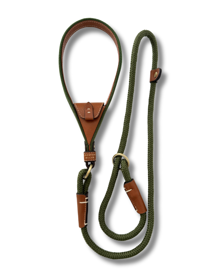 Faldingworth Slip Lead In Olive & Tan Grain