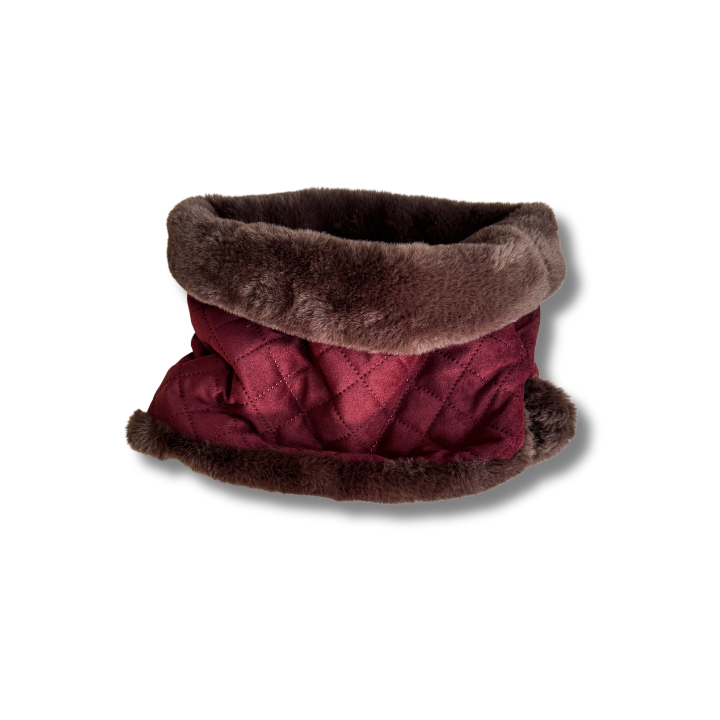 Wilding Reversible Velvet & Faux Fur Snood in Merlot & Chocolate