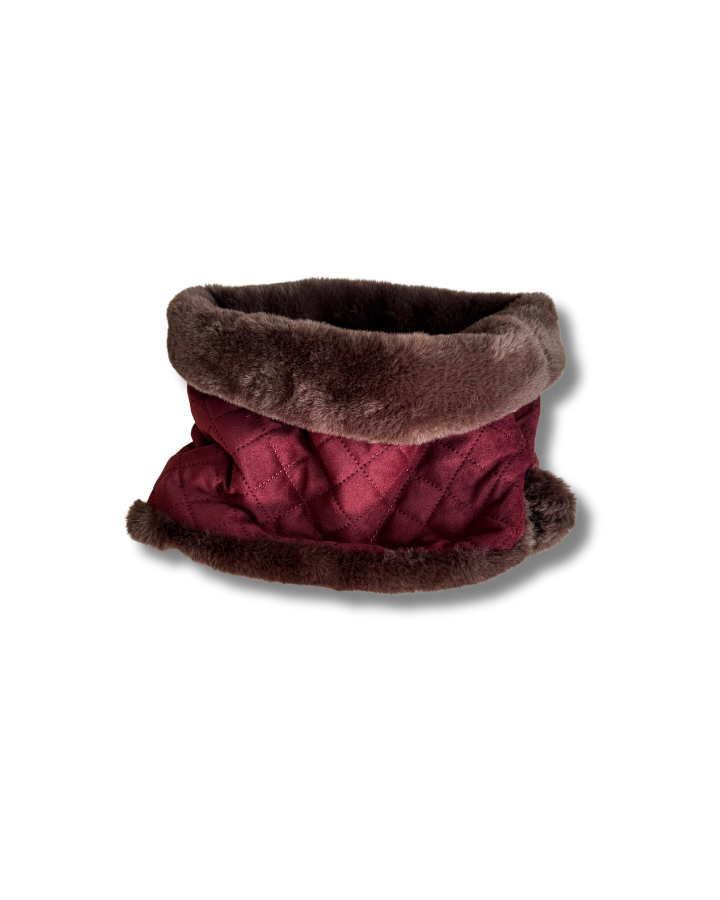 Wilding Reversible Velvet & Faux Fur Snood in Merlot & Chocolate