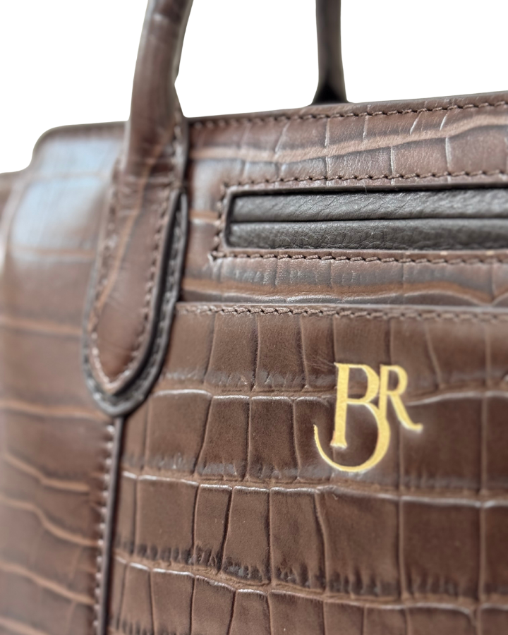 Middleton Bag in Chocolate Croc Embossed Leather