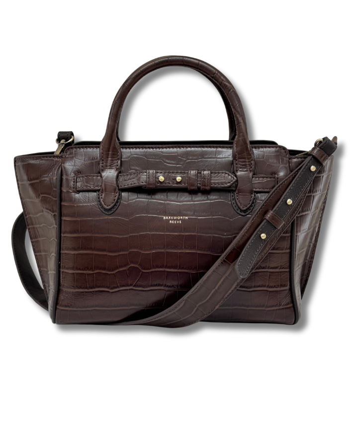 Middleton Bag in Chocolate Croc Embossed Leather