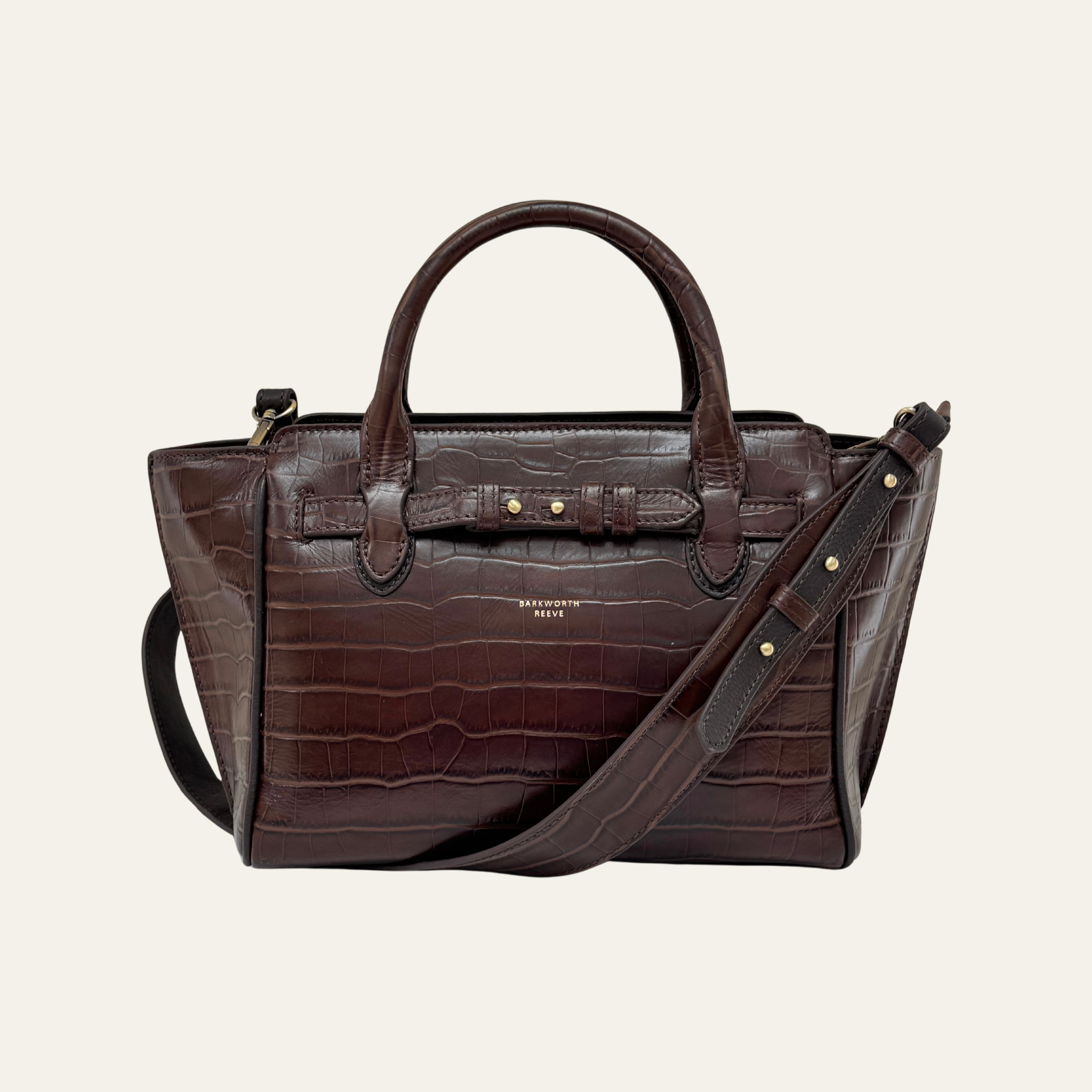 Middleton Leather Handheld Bag in Chocolate Croc with Detachable Shoulder Strap (Copy)