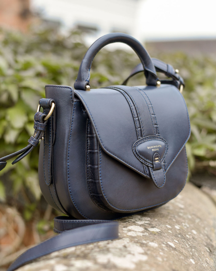 Belton Saddle in Navy Polished Estate Leather
