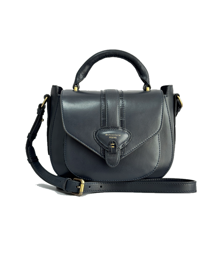 Belton Saddle in Navy Polished Estate Leather