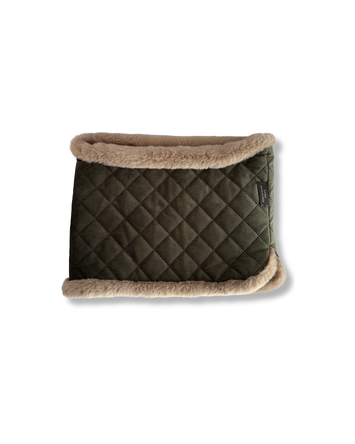 Wilding Reversible Velvet & Faux Fur Snood in Olive & Fawn