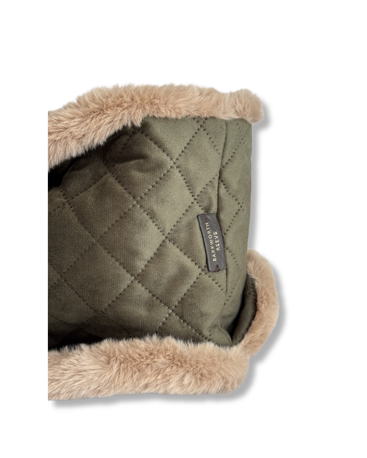 Wilding Reversible Velvet & Faux Fur Snood in Olive & Fawn