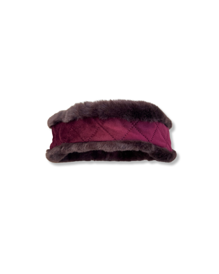Wilding Reversible Velvet & Faux Fur Headband in Merlot & Chocolate