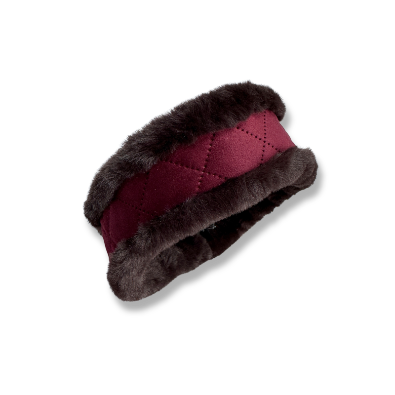 Wilding Reversible Velvet & Faux Fur Headband in Merlot & Chocolate