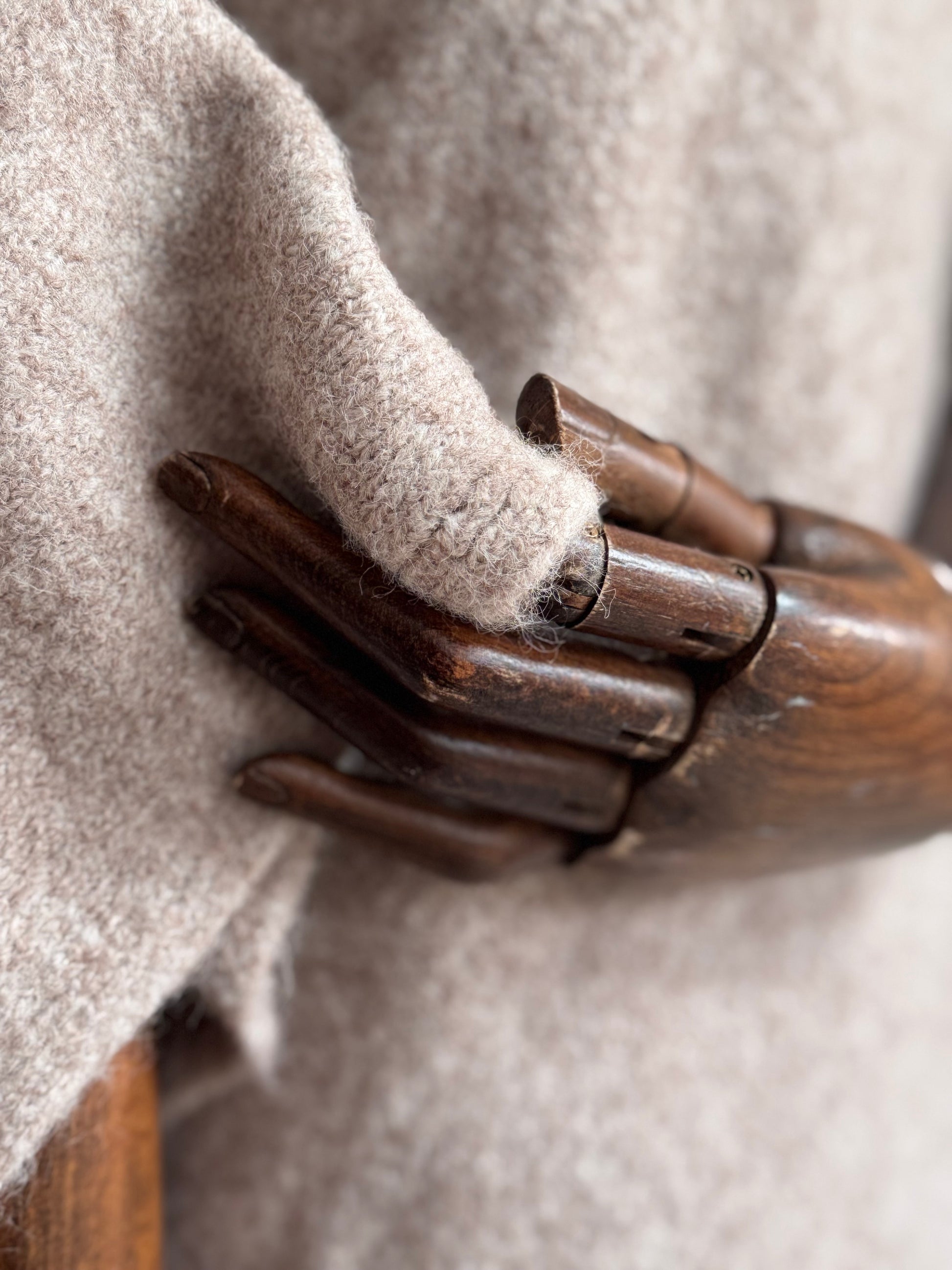 Blakely Knitted Poncho in Oat Marl Wool Blend