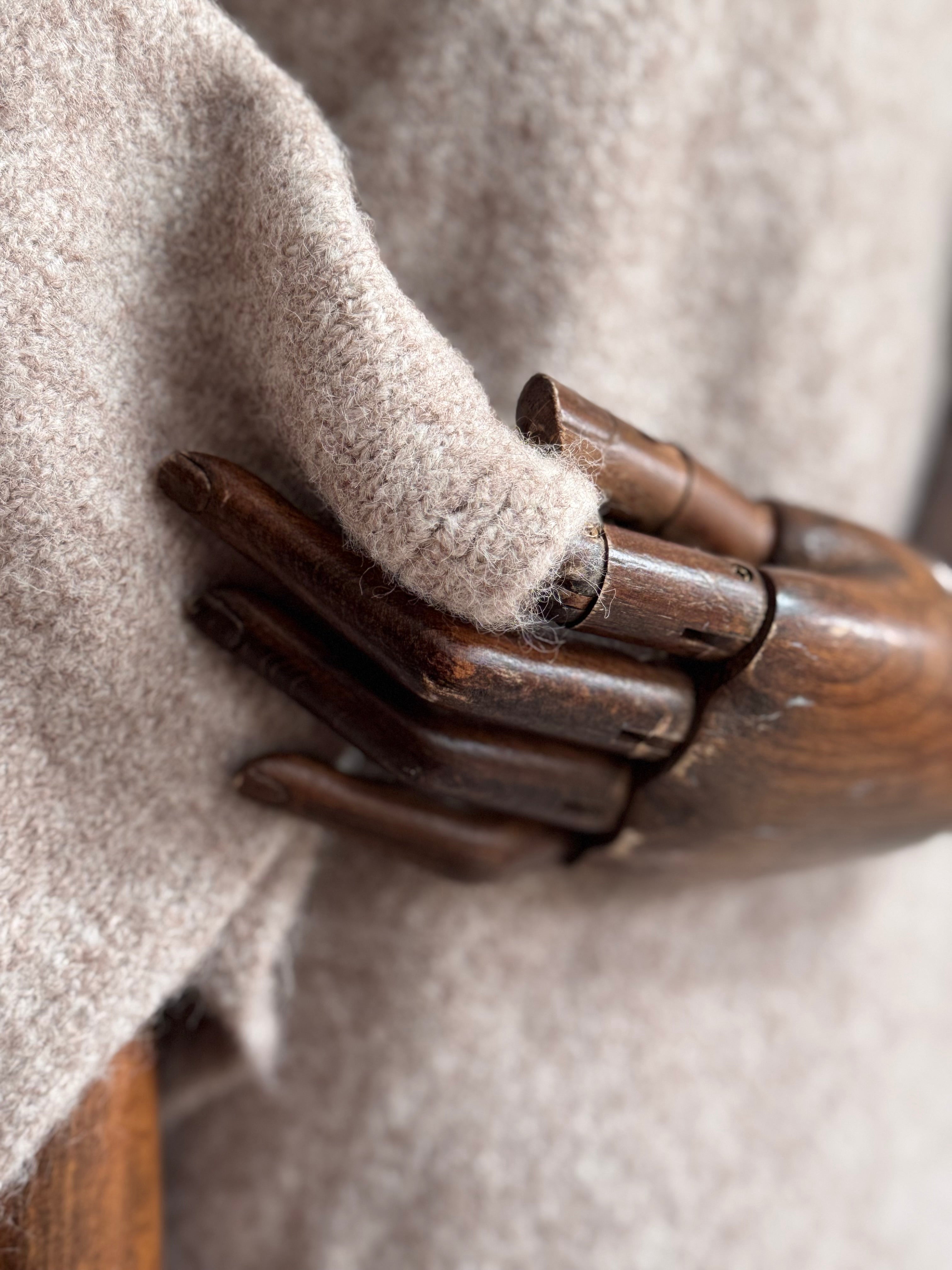 Knitted Roll Neck Poncho - Oat Marl